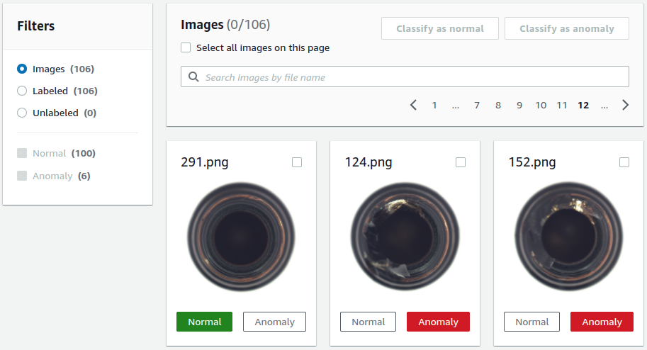 Fig. 2: The labeling interface provided by Amazon Lookout for Vision